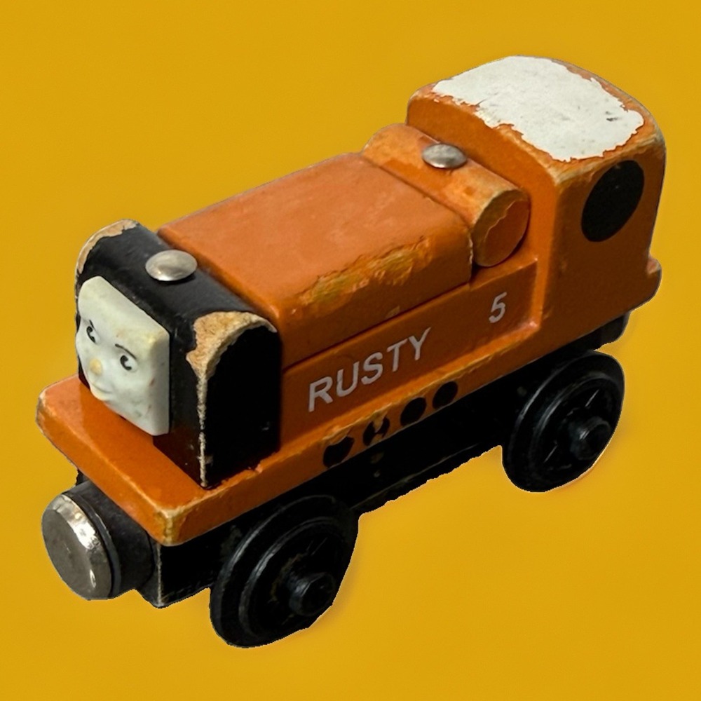 ⁠Vintage 1997 RUSTY Thomas Wooden Railway Box Car Train Wood Flat Magnets